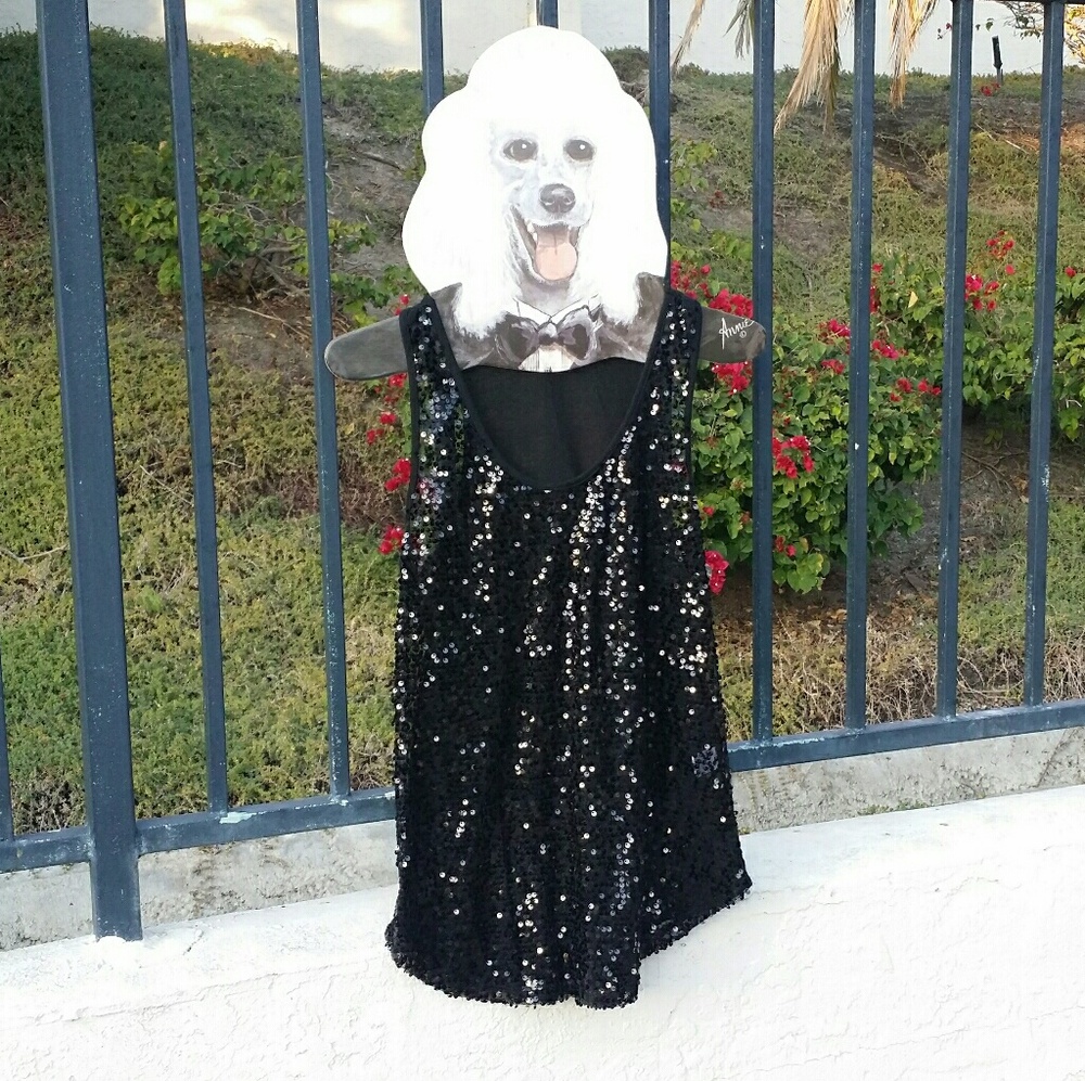 Black Sequin Tank Top